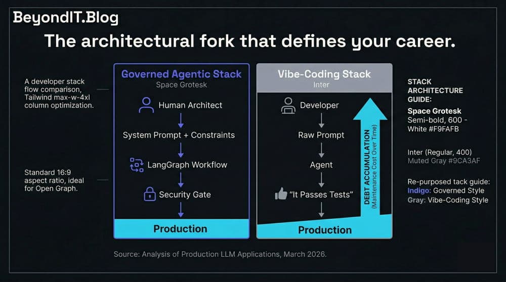 Three-tier pyramid showing 2026 engineering compensation concentration. Base: Classical CS Fundamentals. Middle: Security Threat Modelling and SCA Governance. Top: AI Output Governance and Heisenbug Detection.